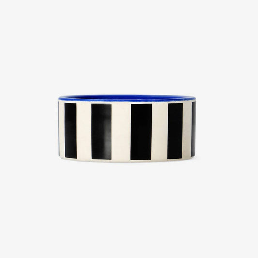 Tealight Holder Ceramic Black Stripes