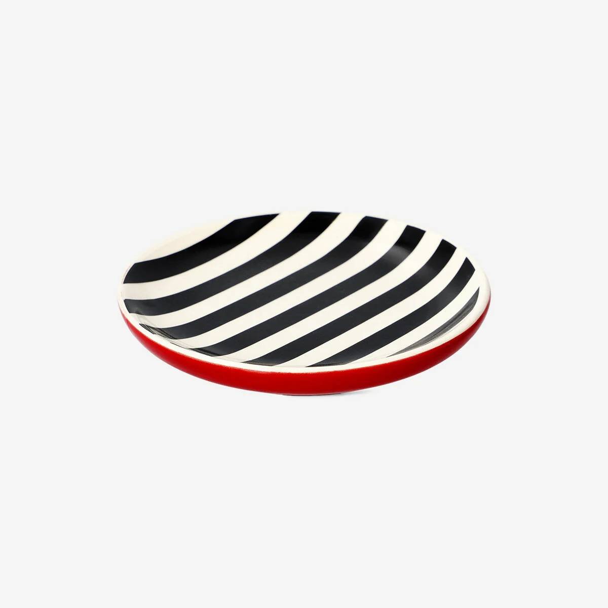 Tray Ceramic W Black Stripes For Jewelry