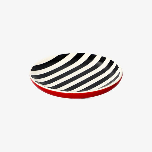 Tray Ceramic W Black Stripes For Jewelry