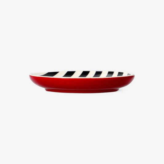 Tray Ceramic W Black Stripes For Jewelry