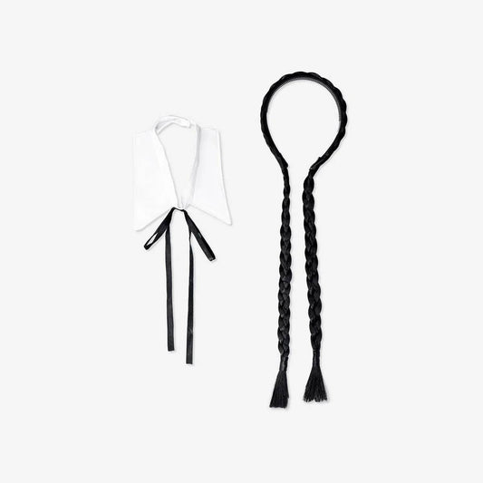 Hairband Black Braids And Collar Tie Adult