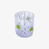 Glass With Dots Colored Glass Purple W Green Leafs