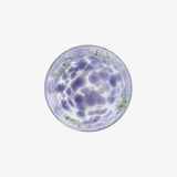 Glass With Dots Colored Glass Purple W Green Leafs