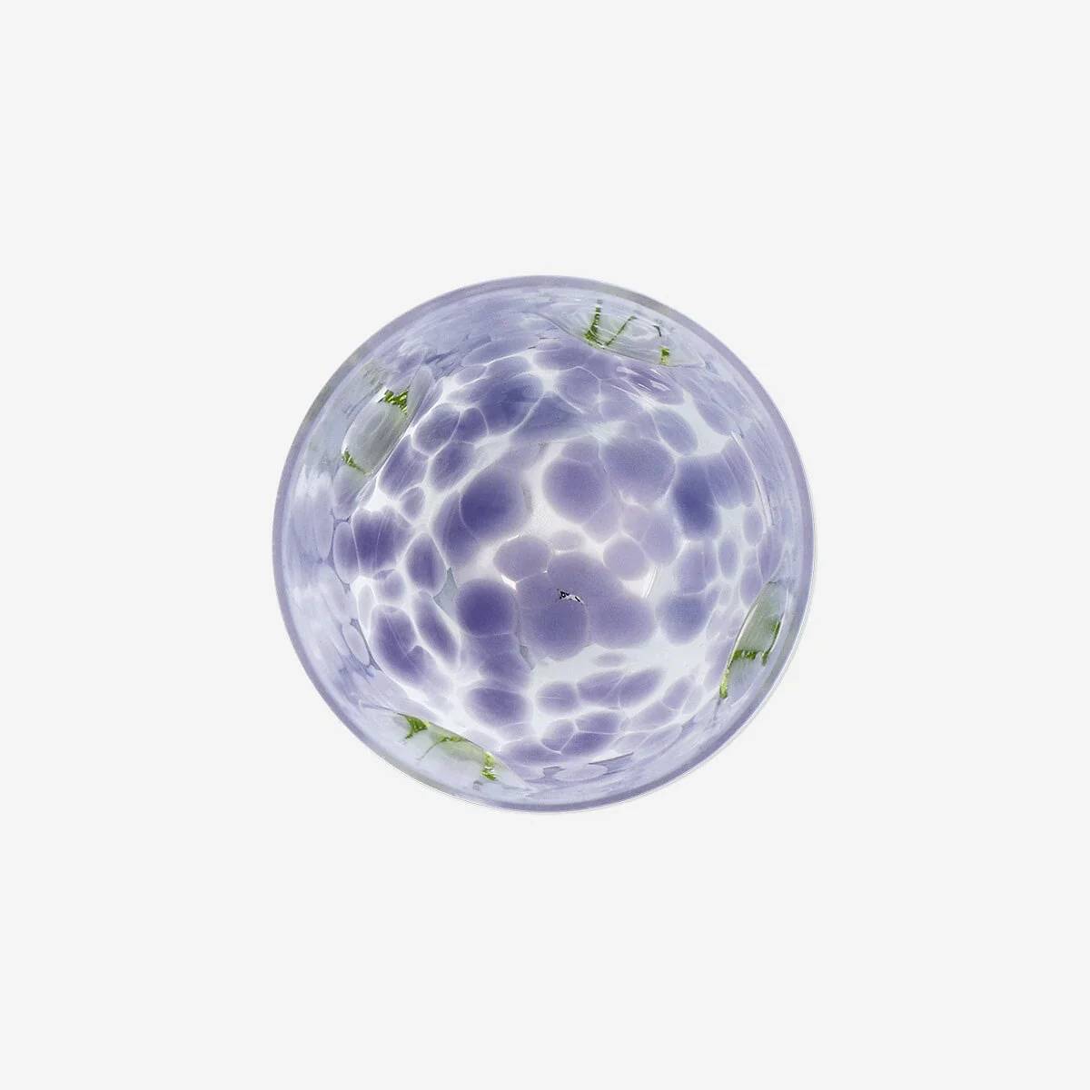 Glass With Dots Colored Glass Purple W Green Leafs