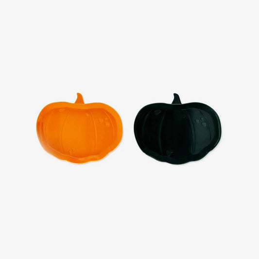 Plates Plastic Halloween Pumpkin Set 2Pcs