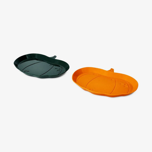 Plates Plastic Halloween Pumpkin Set 2Pcs