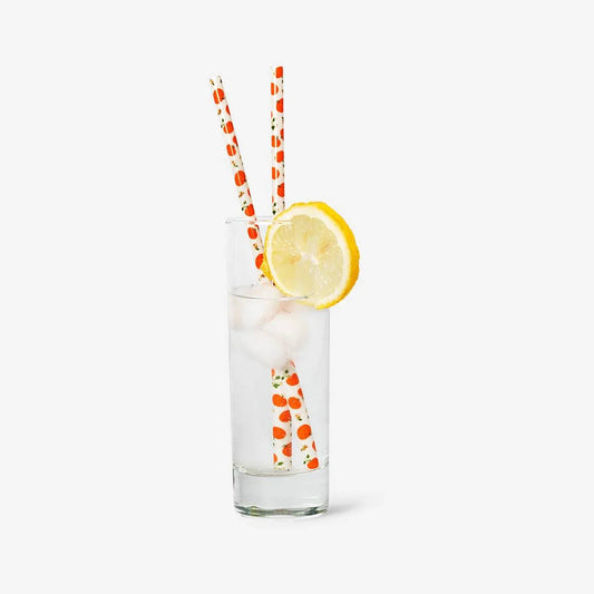 Straws Halloween Pumpkin Print 8Pcs