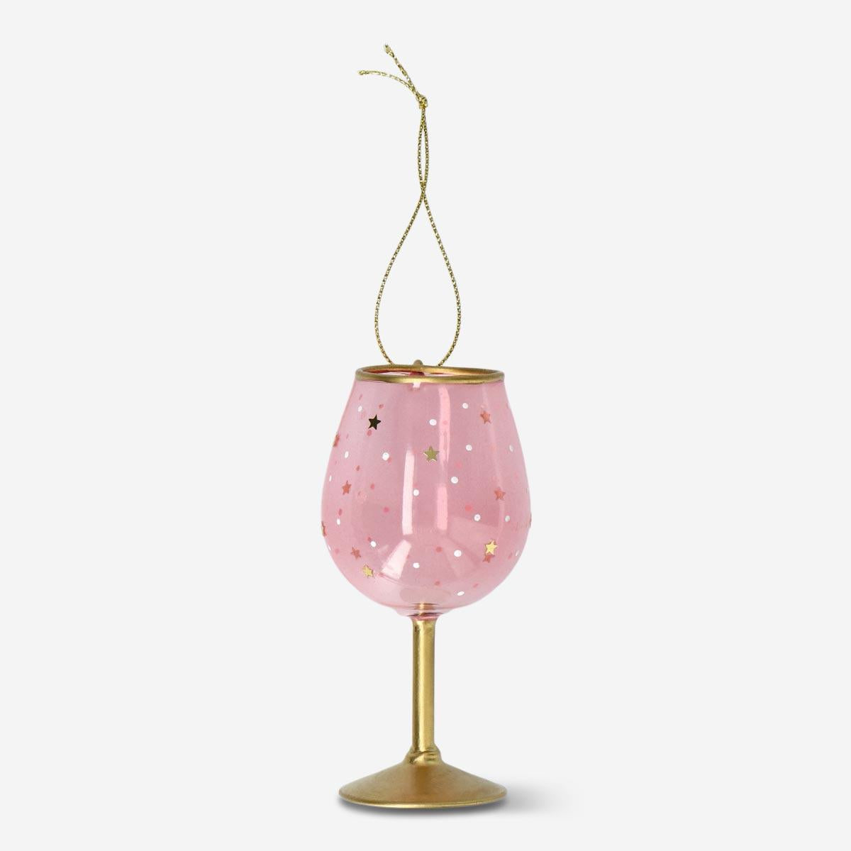 Bauble Wineglass Pink Glass (In)