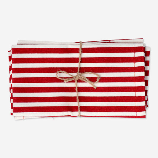 Napkin 2Pc Set 40X40Cm Red White Stripes