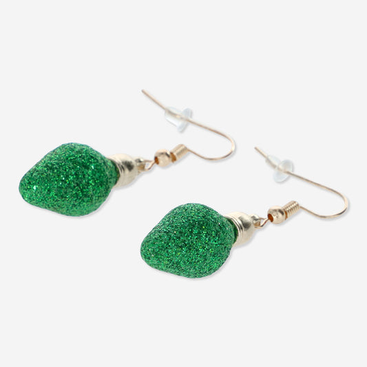 Earrings Green Baubles Slim with Glitter