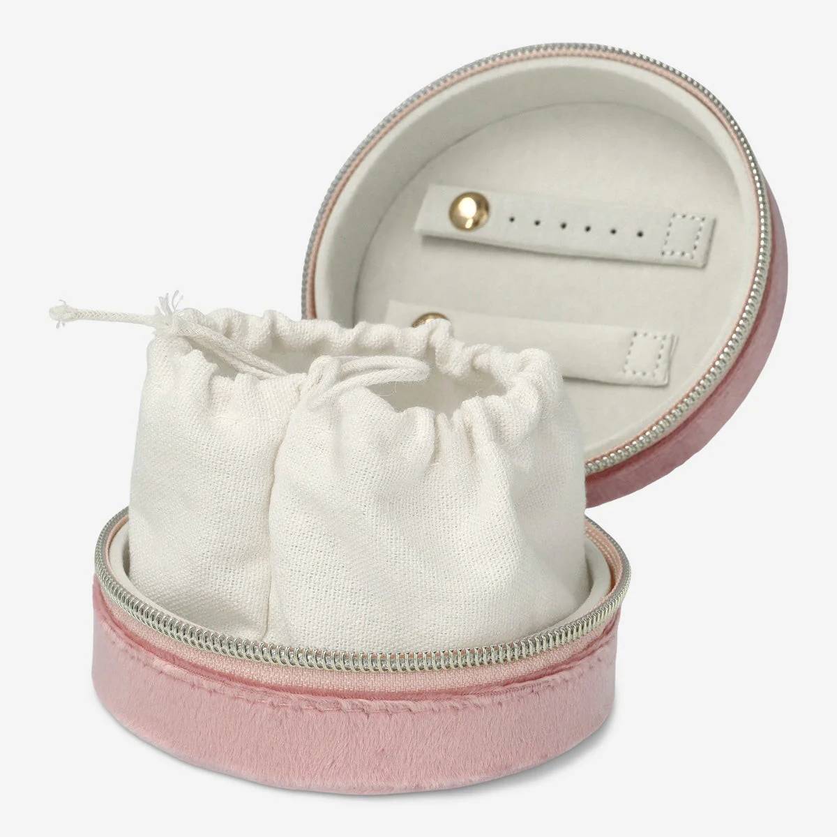 Jewelry Box Pink Velvet Round W Pouch