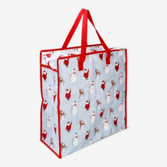 Bag Blue X'Mas Print with Zipper Recycle Pp