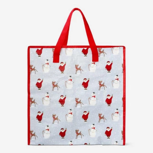 Bag Blue X'Mas Print with Zipper Recycle Pp