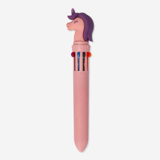 Pen Push W. 10 Colors Pink Unicorn