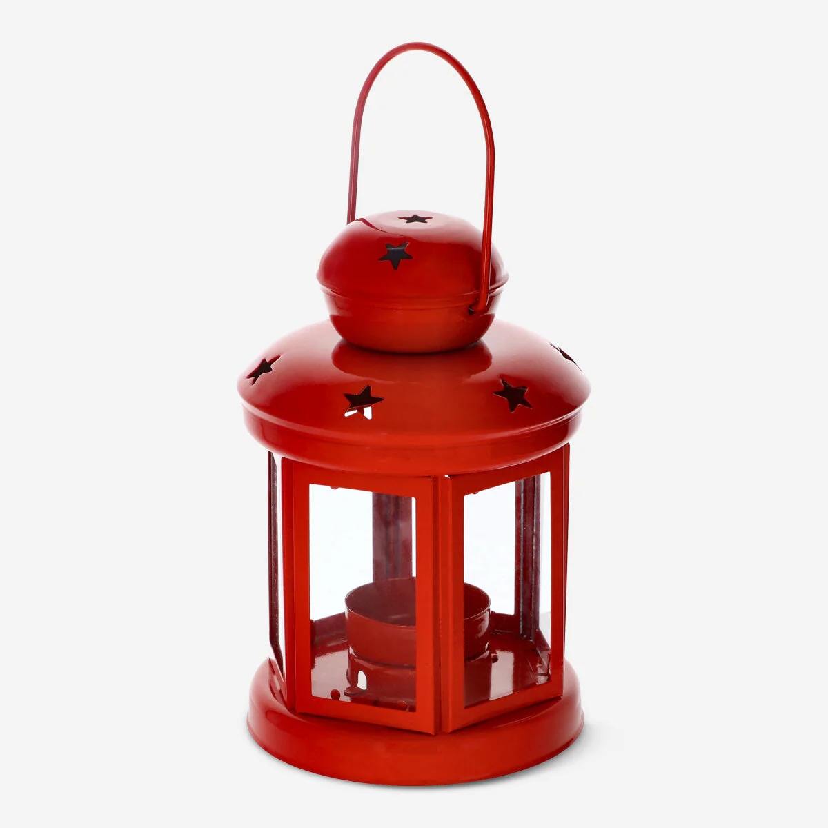 Lantern with Handle Tealightholder Metalred