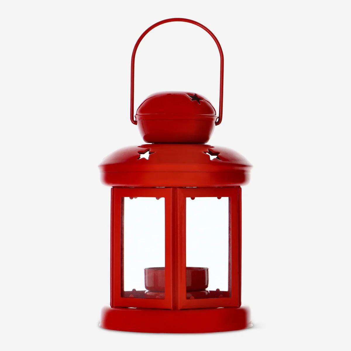 Lantern with Handle Tealightholder Metalred