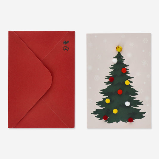 Card with Envelope Xmas Pom Pom Tree (In)