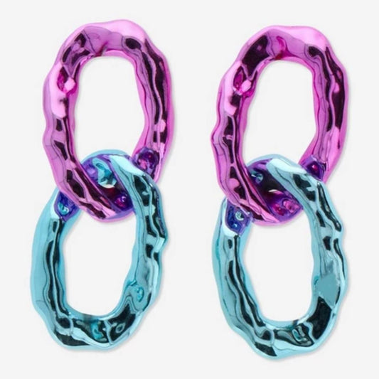 Earrings Doublehoop Ovalrebel Bluepurple