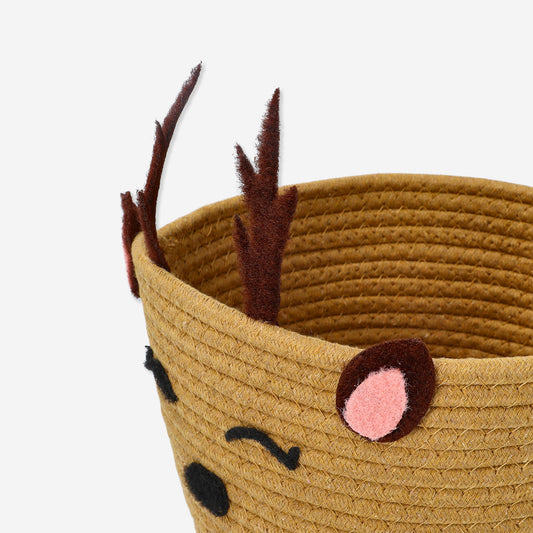 Basket Cotton Rope Brown Reindeer