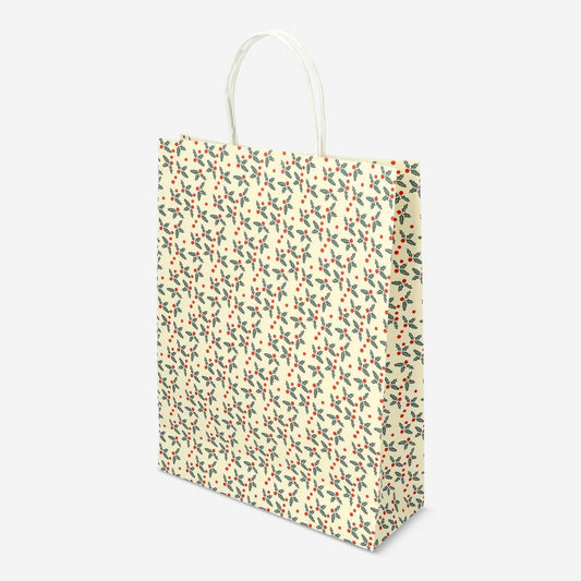 Gift Bag Craft Holly Print 25 X 33 Cm