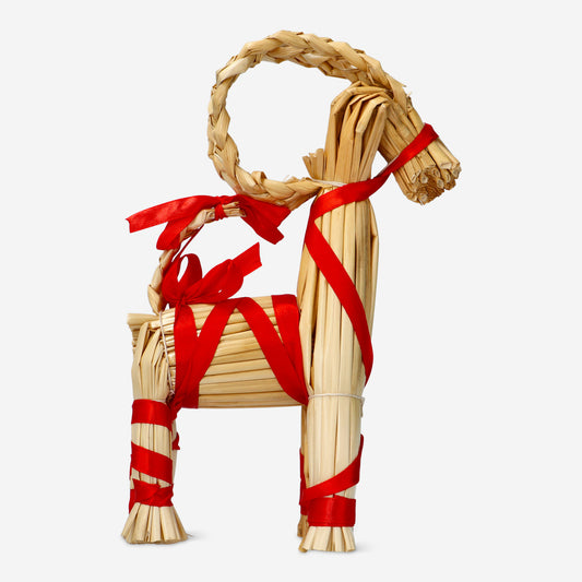 Christmas Goat with Red Strings Straw