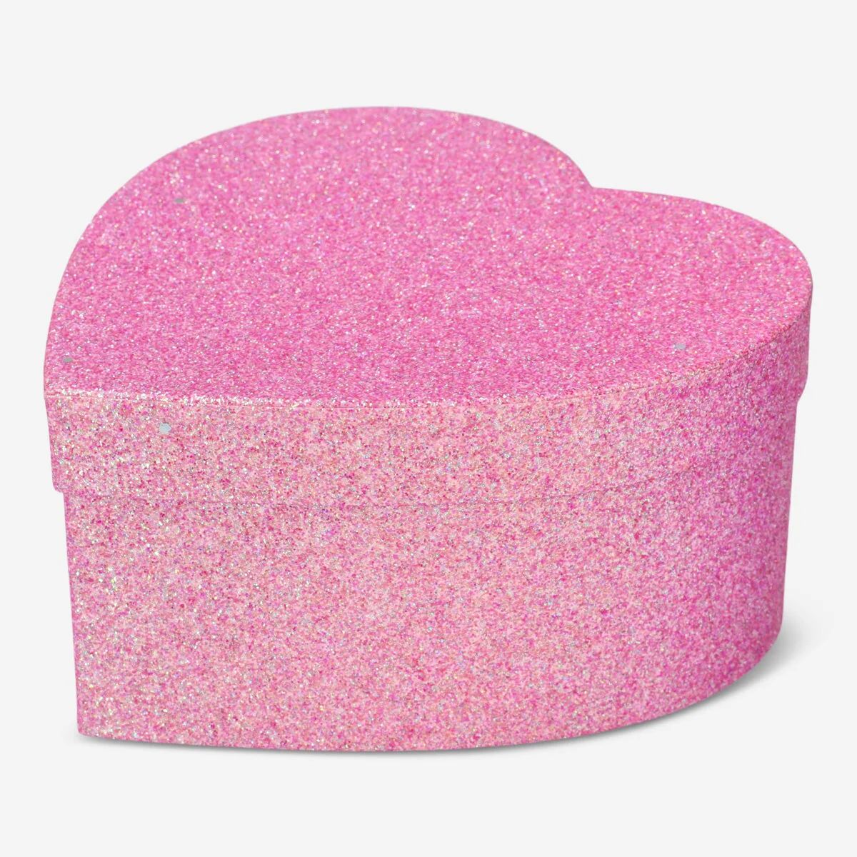 Gift Box Shaped Heart Pink Glitter 18,5