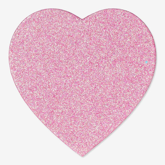 Gift Box Shaped Heart Pink Glitter 18,5