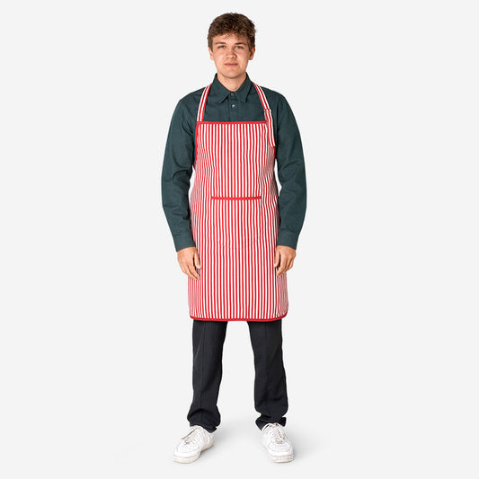 Apron Adult Red & White Stripes