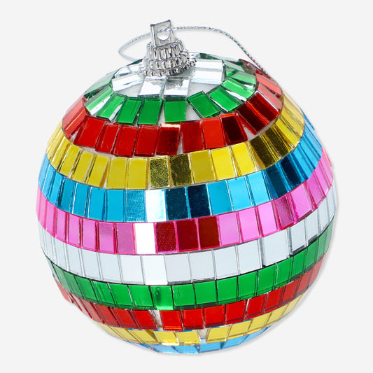 Bauble Disco Ball Multi Color Glass (In)