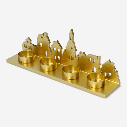 Tealight Holder Scenery City Gold