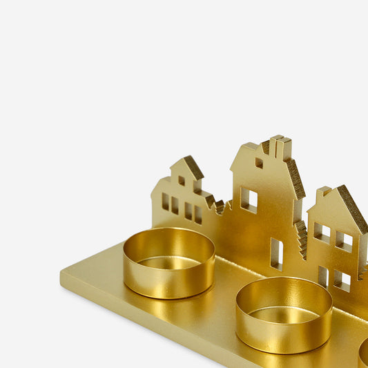 Tealight Holder Scenery City Gold