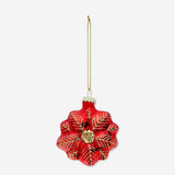 Bauble X'Mas Star Flower Red Glass (In)