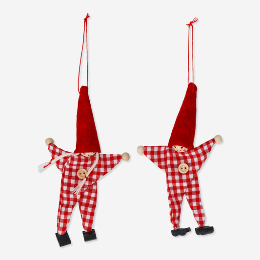 Ornament Elfs Pyjamas Boy&Girl Red 2Mix