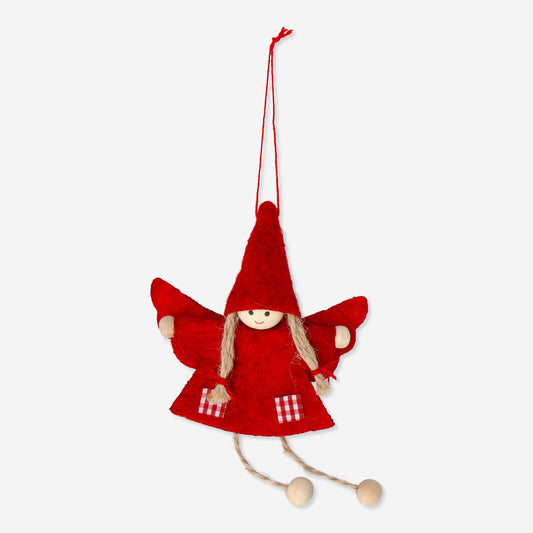 Ornament Elfs with Dress&Hat Red&Grey 2Mix