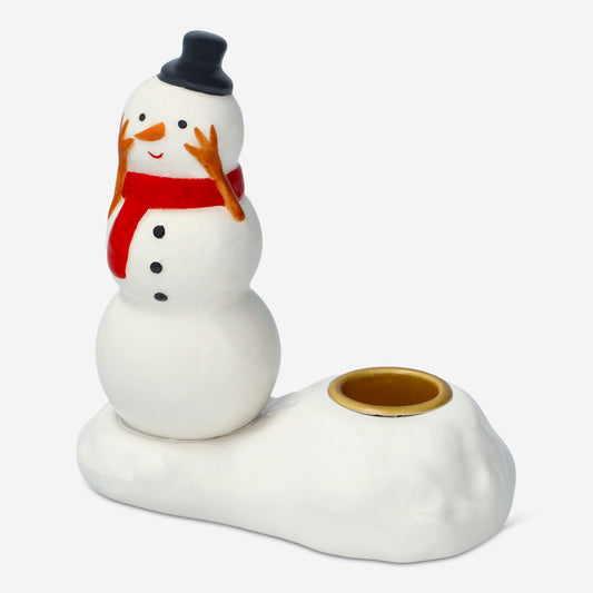 Candle Holder with Snowman