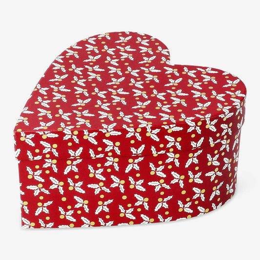 Gift Box Heart Red Holly