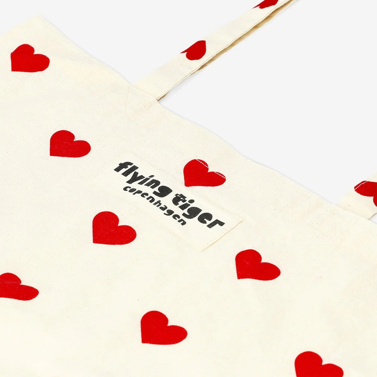 Tote Bag Canvas W. Red Hearts