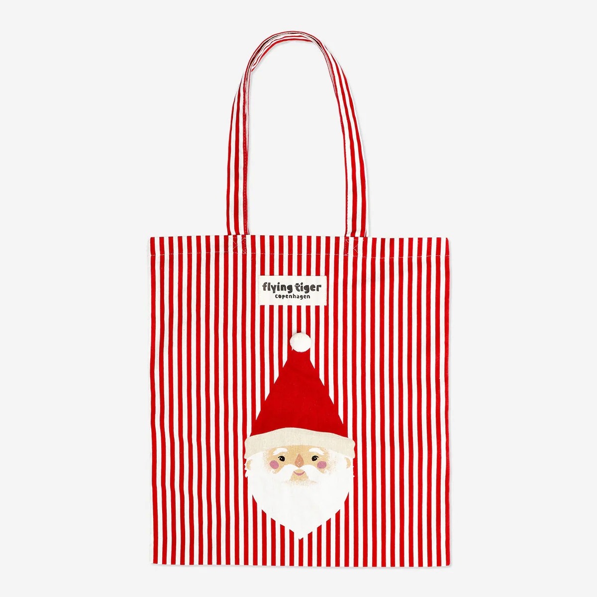 Tote Bag Striped W. Santa Print