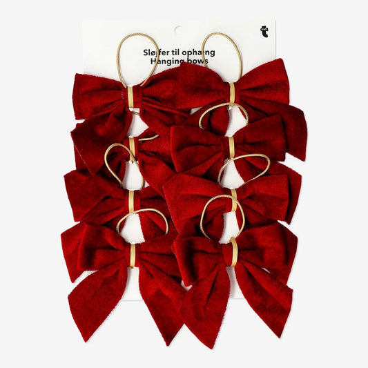 Ornaments Bowith Velvet Red 8Pcs