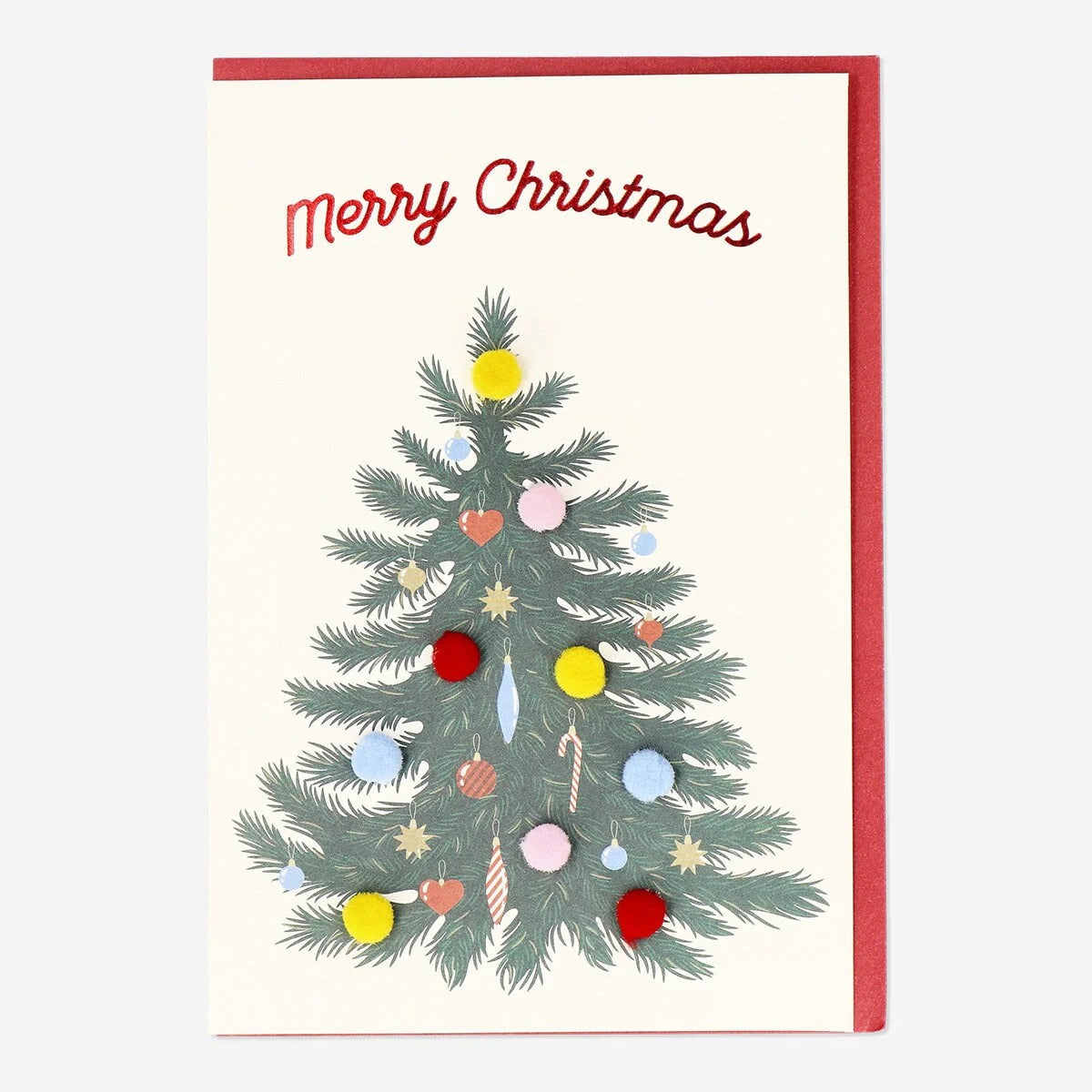 Card W Envelope Xmas Pom Pom Tree (In)