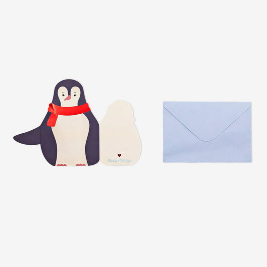 Card W Envelope Fold Out Penguins (In)