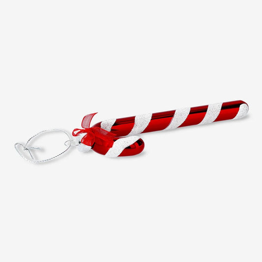 Bauble Candy Cane Red Glass (In)