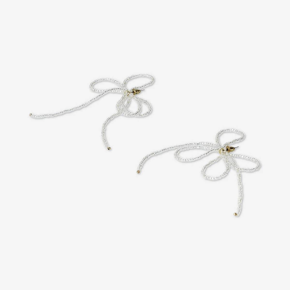 Earrings Bow Clear Pearl