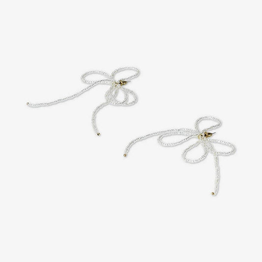 Earrings Bow Clear Pearl
