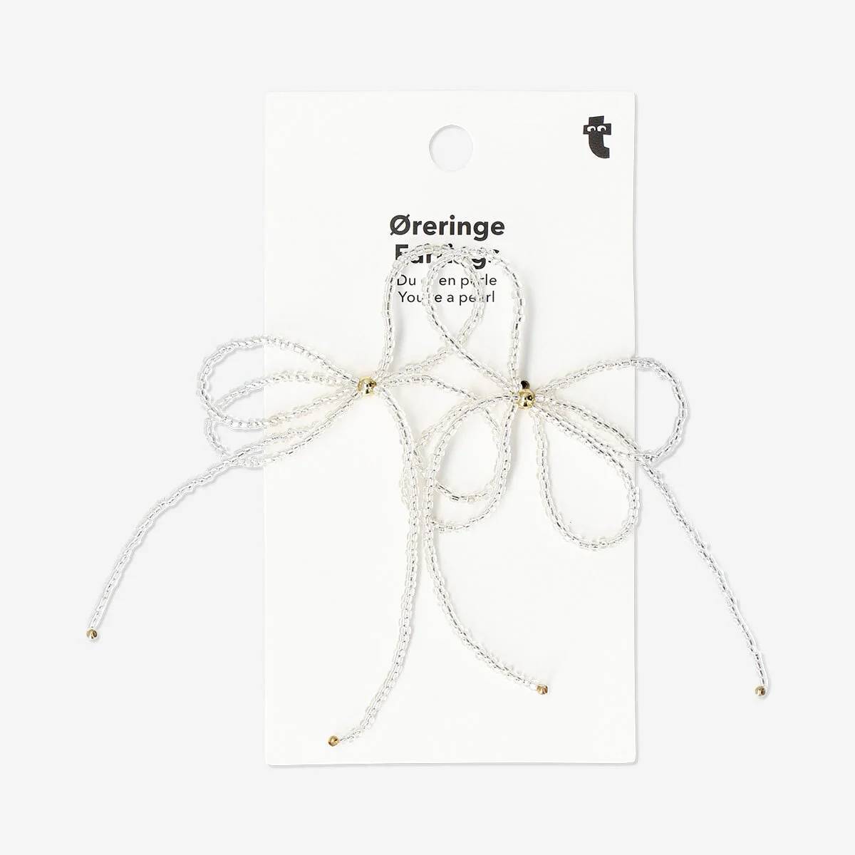 Earrings Bow Clear Pearl