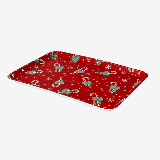 Tray Small With Candy Cane Print 30.7X21