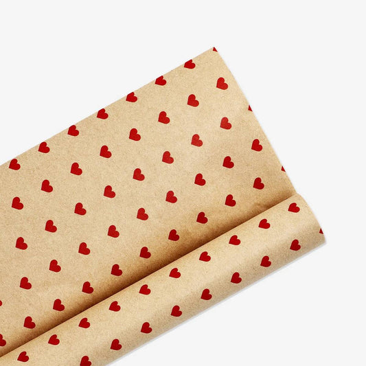 Wrapping Paper Craft Small Red Hearts Pr