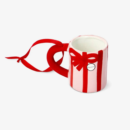 Ornament Mini Mug W Bow (In)