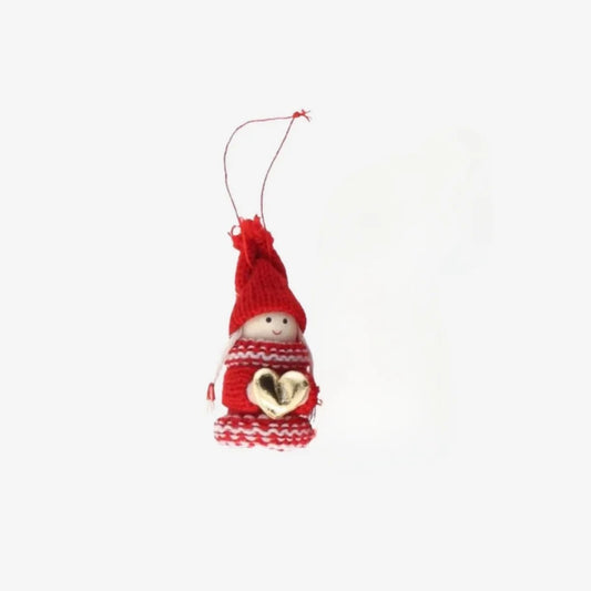 Ornament Elfs Red W Golden Hart 2 Mix