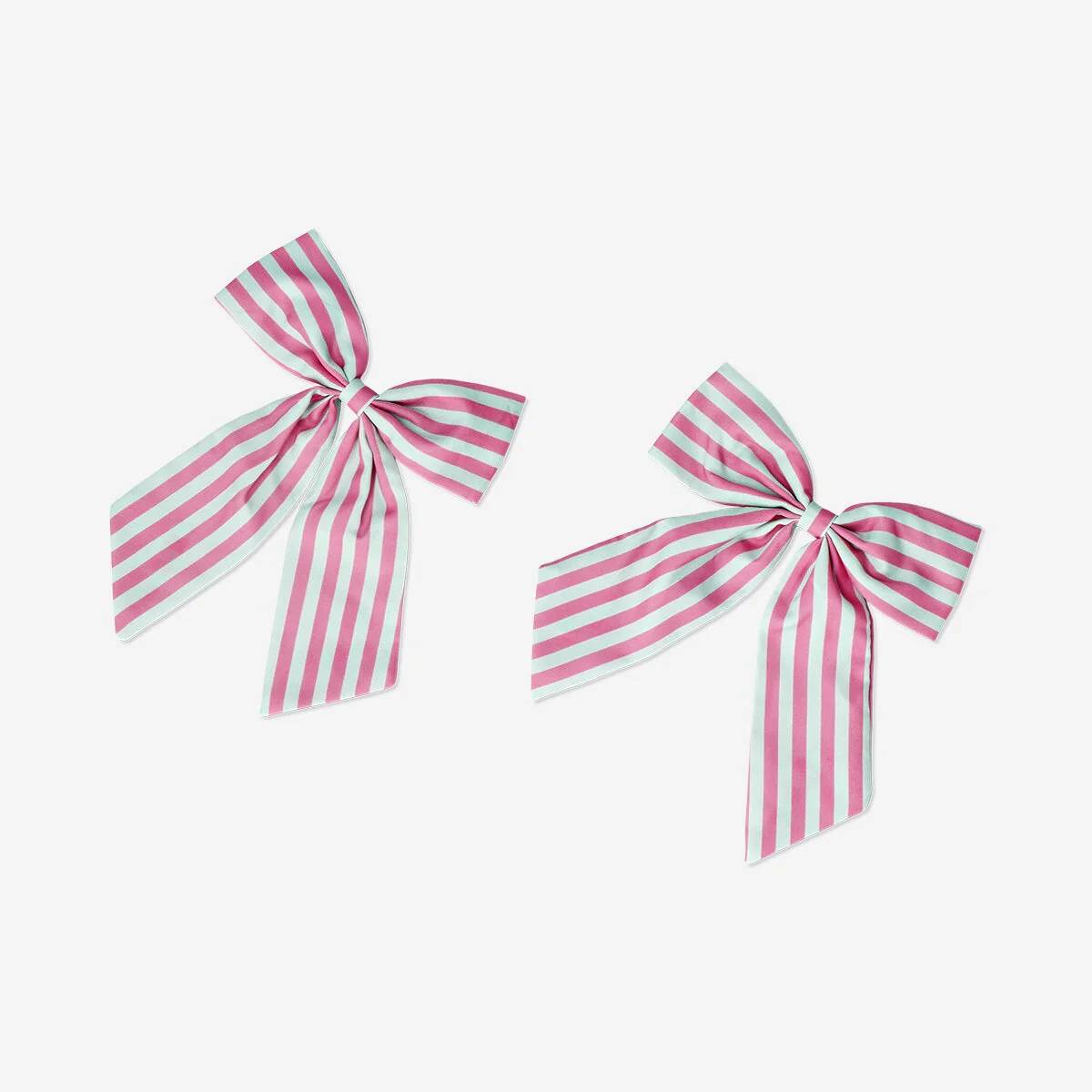 Bow Clip Decoration 2 Pcs Pink Stripe